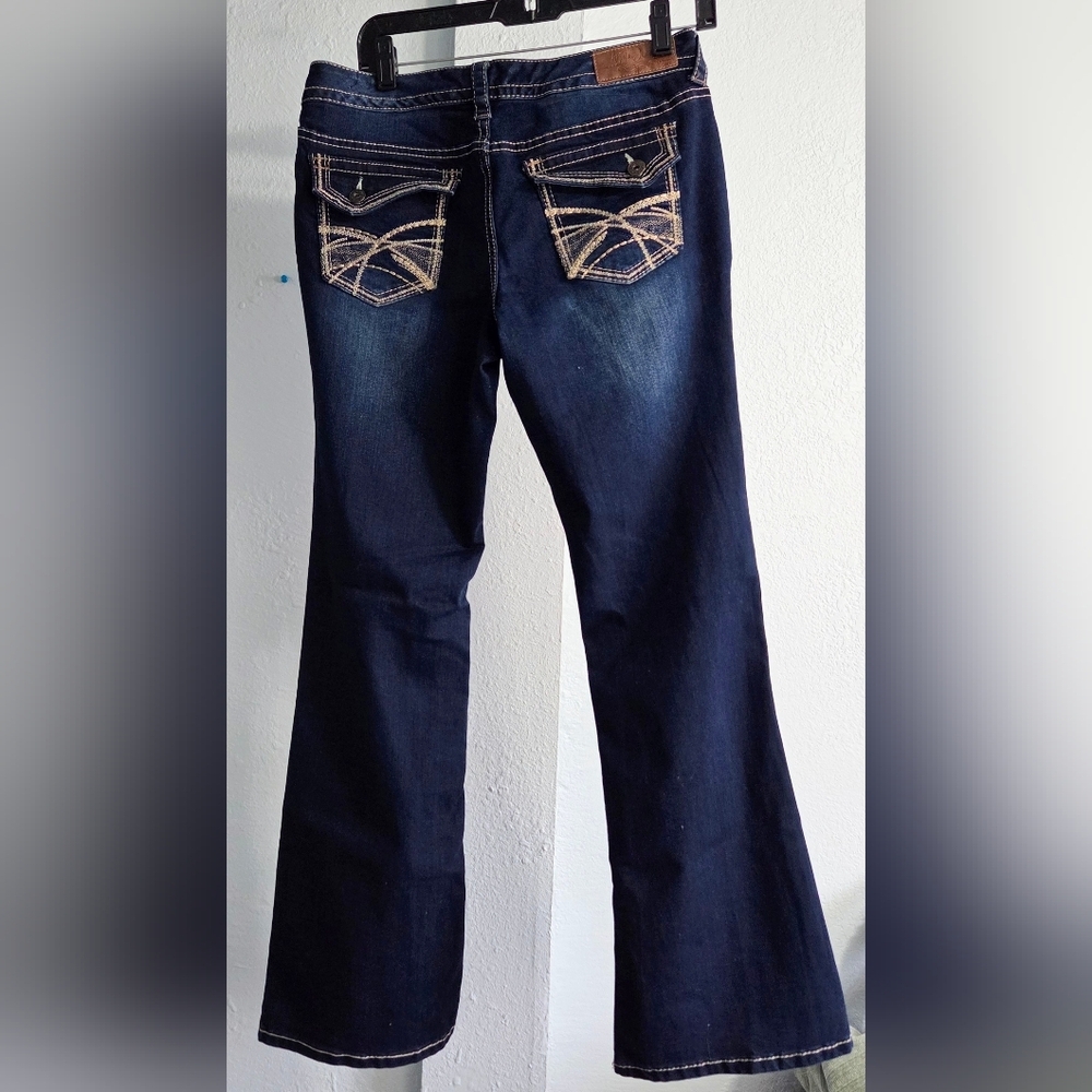 Ariya Dark Blue Flare Jeans - Picture 2 of 6